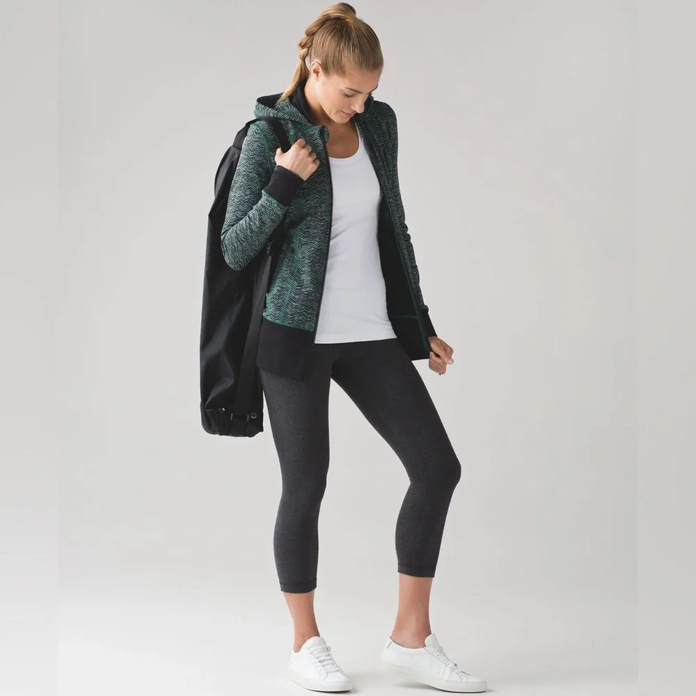 Lululemon Daily Practice Jacket Irregular Spacebone Sea Mist Deep Green / Black - Picture 3 of 16